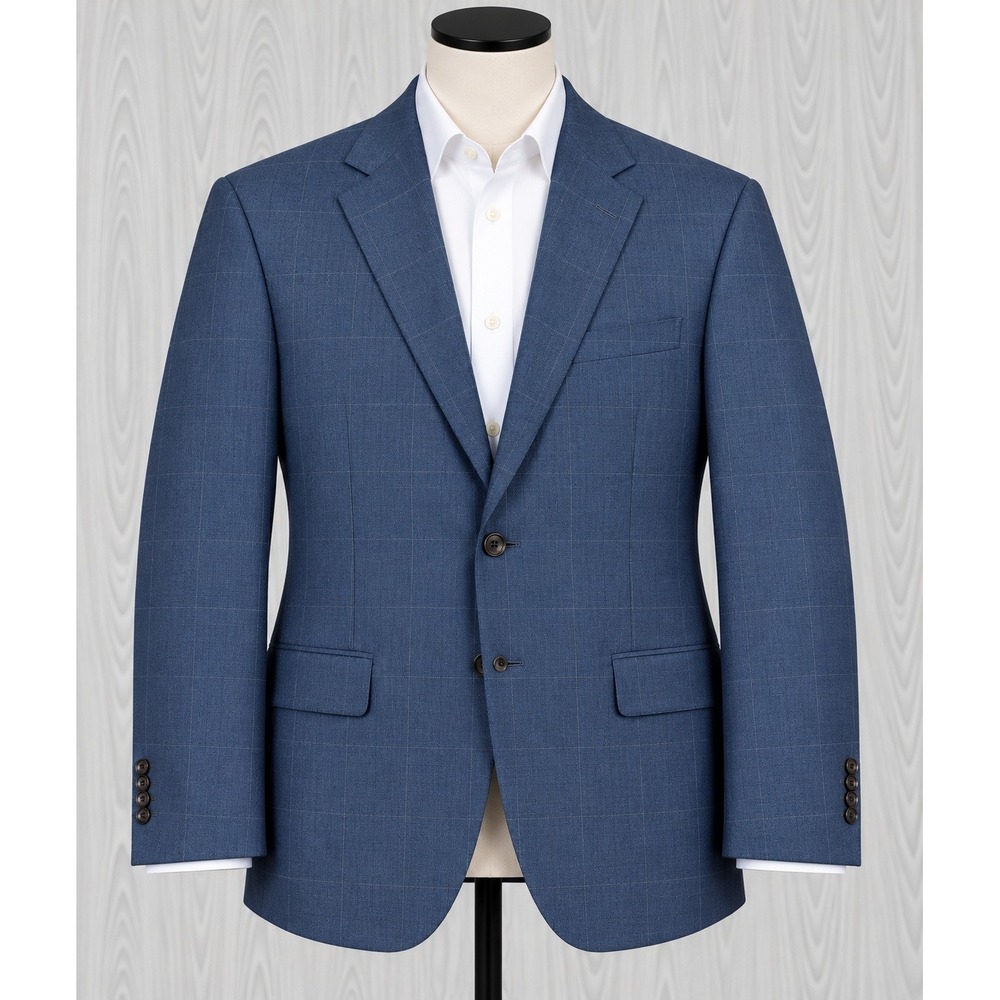 Lauren Ralph Lauren Blazer Mens 38S Blue Silk Wool Check Sport Coat EUC